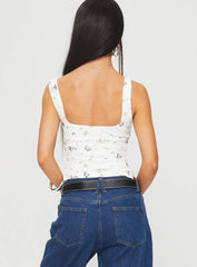Rehna Top White Floral