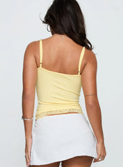 Falling Through Lace Detail Top Lemon