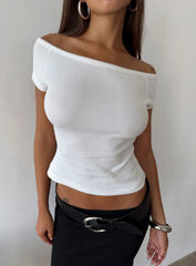 Baseline Boat Neck Rib Top White