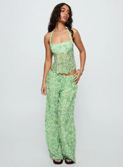 Finesse Halter Top Green Floral