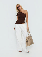 Majira One Shoulder Slouch Top Brown