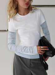 Caisey Layered Long Sleeve Top White / Blue Stripe