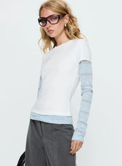 Caisey Layered Long Sleeve Top White / Blue Stripe