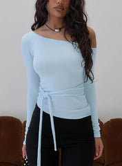 Kastor One Shoulder Long Sleeve Top Blue