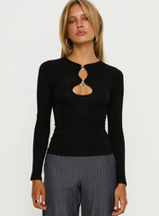 Orlaith Cut Out Long Sleeve Top Black