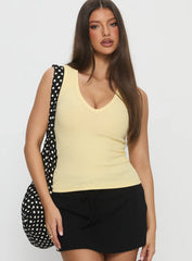 Baseline V Neck Rib Tank Top Yellow