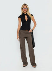 Yalanda Cut Out Collared Top Black