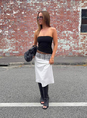 Kahlei Strapless Fringe Detail Top Black