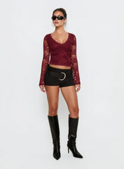 Pitter Long Sleeve Top Burgundy