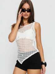 Lavonte Crochet Asymmetrical Top White