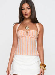 Isabetta Halter Top Orange Stripe