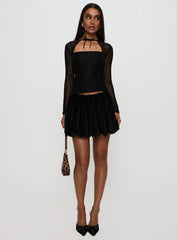Worth My Time Tie Neck Cut Out Top Black