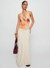 Do It Again Cowl Neck Top Orange Multi