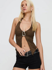 Moderna Halter Lace Top Brown