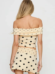 Aneira Off Shoulder Top Cream Polka Dot