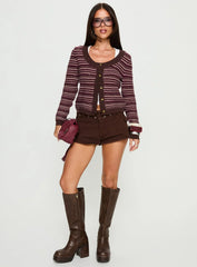 Aniha Top Glitter Knit Top Purple Stripe