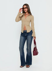 Madlin Long Sleeve Top Brown Stripe