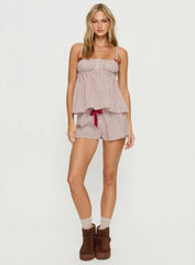 Chill Club Sleep Peplum Top Red / White Stripe