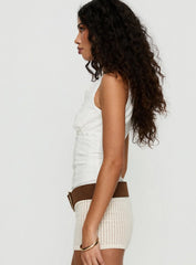 Speechless Sleeveless Lace Trim Top White