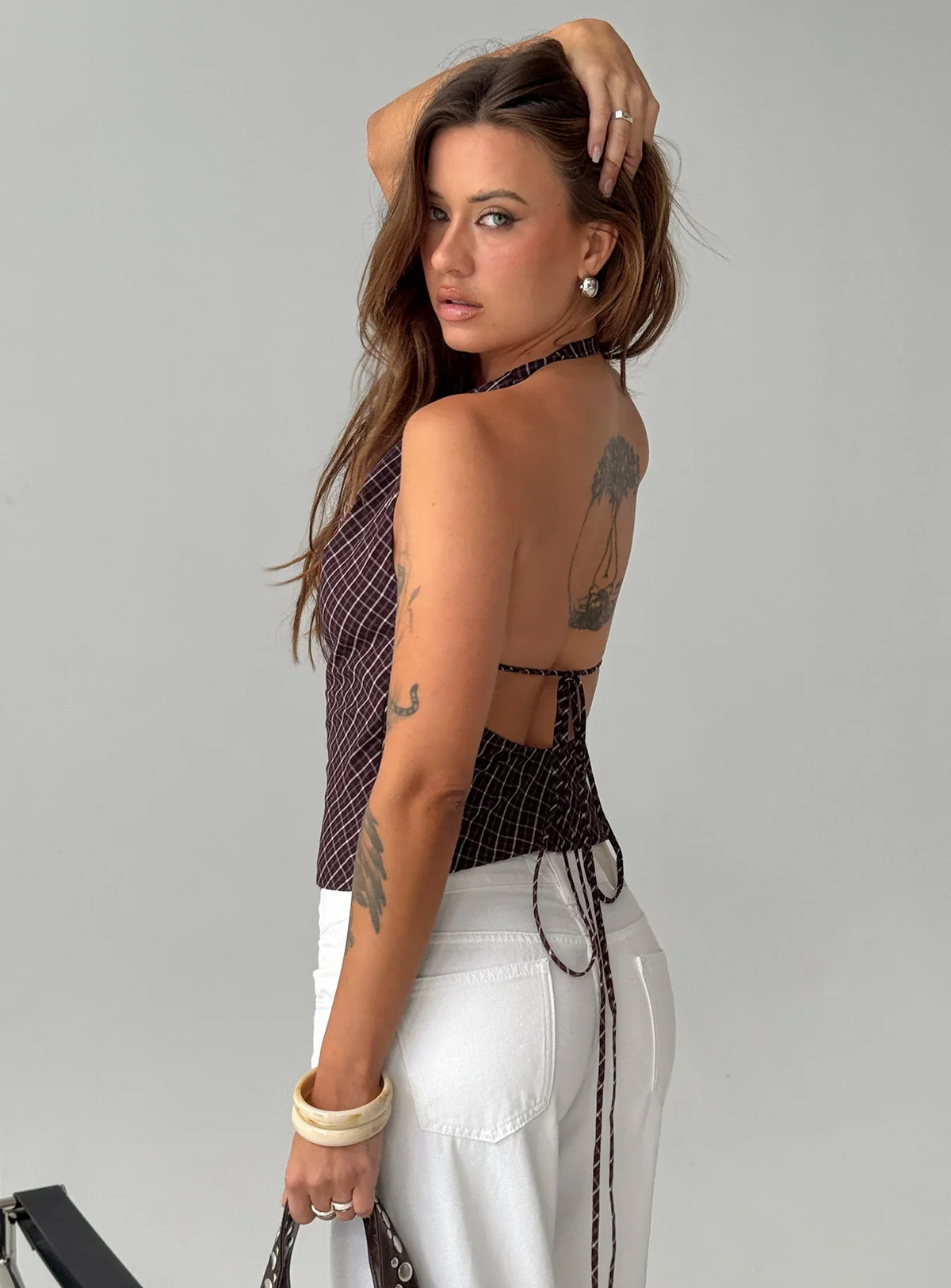 Gaybriel Cowl Neck Low Back Top Wine Check