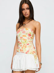 Heidan Strapless Top Red Floral