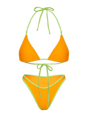 Sandbar Triangle Bikini Top Orange / Green