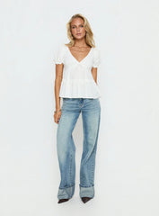 Kimberleigh Floaty Babydoll Top White