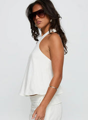 Aquaria Halter Linen Blend Top White