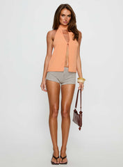 Rhevena Plunge Backless Top Orange