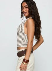 Whimsy Halter Top Chocolate / White Stripe